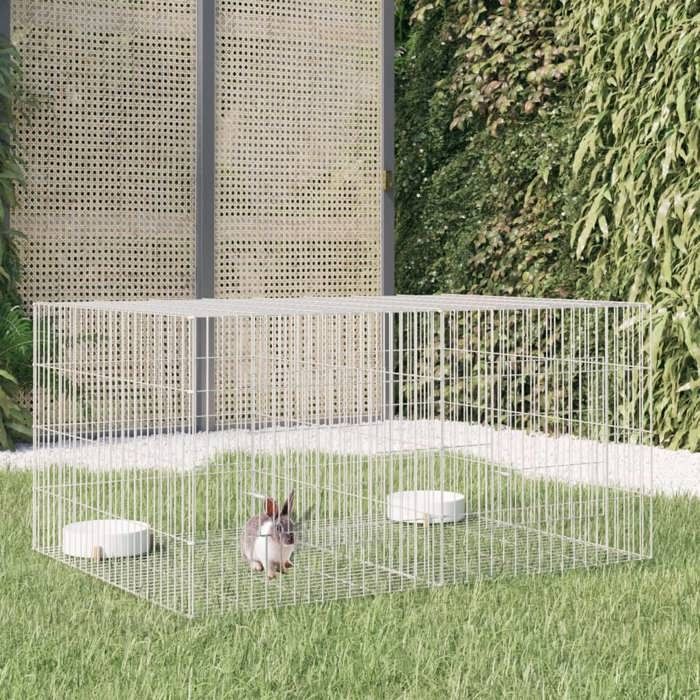 vidaXL Cage à lapin fer galvanisé 110x79x54 cm - vue 2