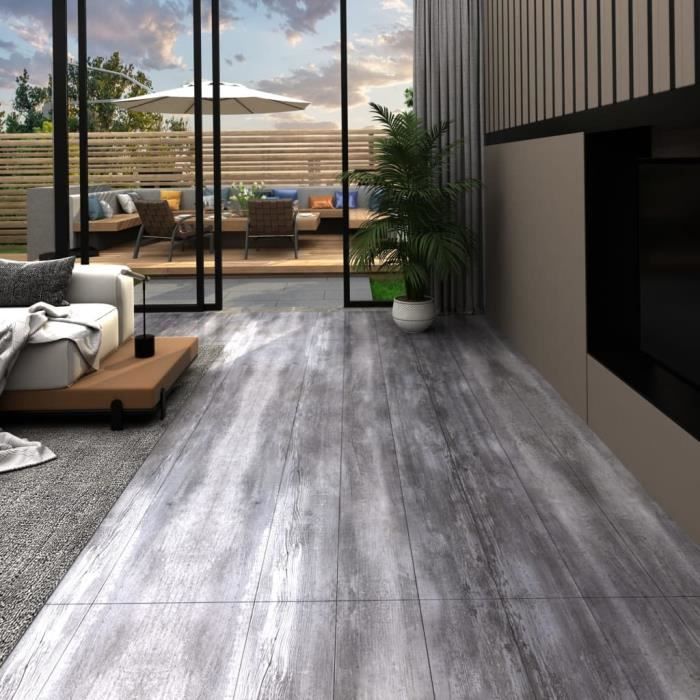 VidaXL Planches de plancher PVC autoadhésif 2,51 m² 2 mm Gris bois mat 342891