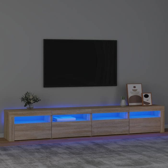 vidaXL Meuble TV avec Lumières LED Centre de Divertissement Rangement Meuble Média Meuble de Salon Salle de Séjour Maison 3152764