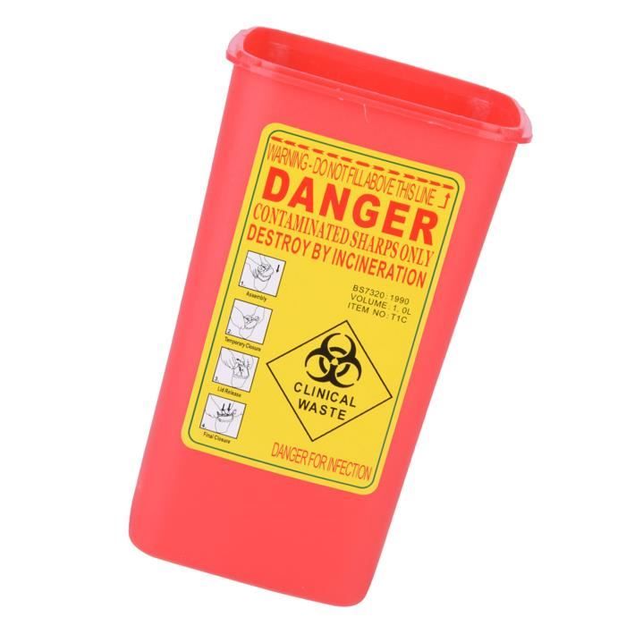 Boîte à Objets Tranchants 1L – Conteneur Médical Jaune/Rouge Pour Aiguilles Tatouage & Jetables – Sharps Bin Étanche & Sécurisé