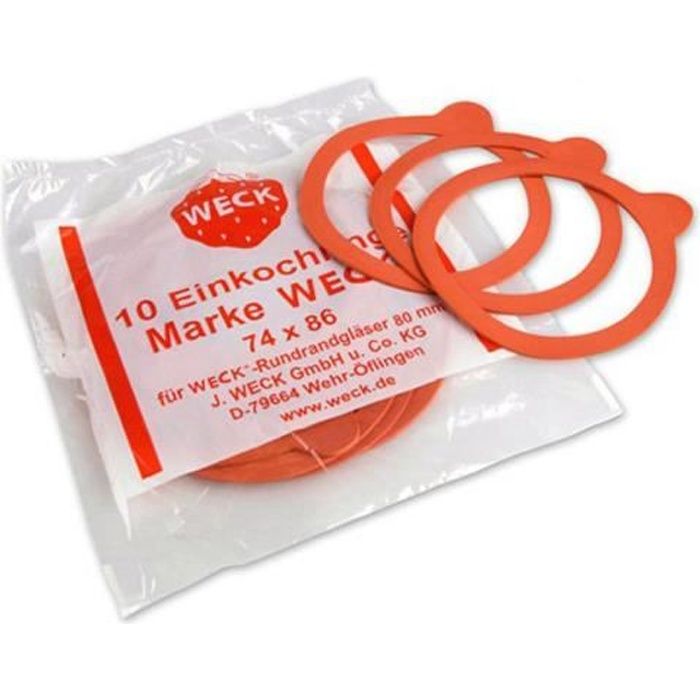 Weck Lot De 10 Joints Caoutchouc 60 Mm – Sans BPA, Made In Germany, Pour Bocaux 080 760 761 762 763 764 766 902