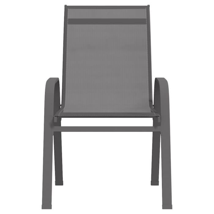 fhe - chaises de jardin - chaises empilables de jardin 2 pcs gris tissu textilène - haute qualite - dx0189