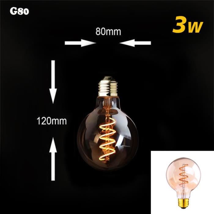 E27 Lampe à LED rétro en verre marron Décoration d'éclairage pour café
