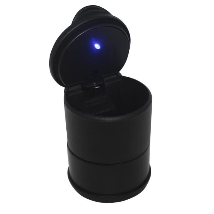 Cendrier De Voiture Portable LED Avec Couvercle - Acier Inoxydable Argent