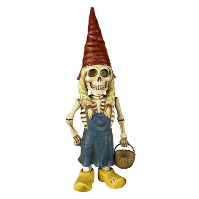 Statue Crâne Squelette Gothique Noir Et Doré Avec Motifs Floraux - Décoration Halloween