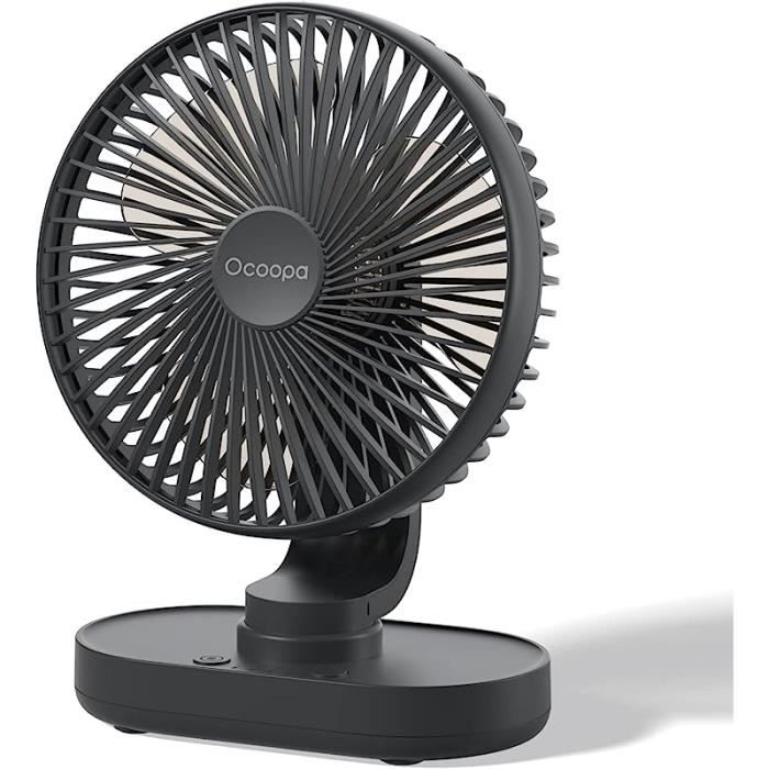 Ventilateur USB Rechargeable 5000mAh - 2 En 1 Bureau/Clip - Rotation 360°, Oscillation - Silencieux Et Portable