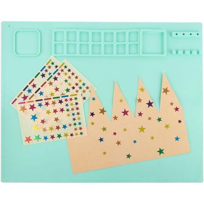 Luxoraiova Tapis Silicone Peinture Enfant – 60x40 Cm Avec Clip Magnétique – Sous-main Réutilisable Anti-Débordement – Bleu