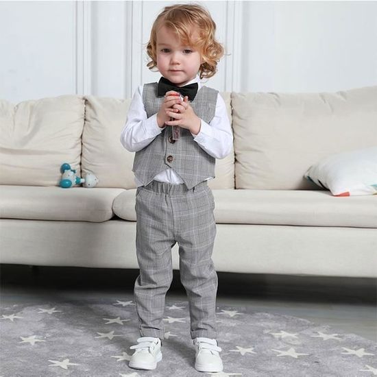 Costume Enfant Garcon Mariage Vestons 3pcs Vêtements Smoking Eglise Pâques  Bénédiction Formel Tenue Manches Longues 12 Mois à 4 Ans