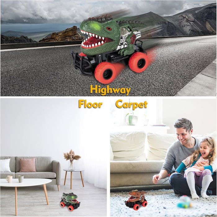 Voiture Télécommandée Dinosaure LED – Jouet Enfant 3-8 Ans, 4WD, Cadeau Garçon Dino Fun