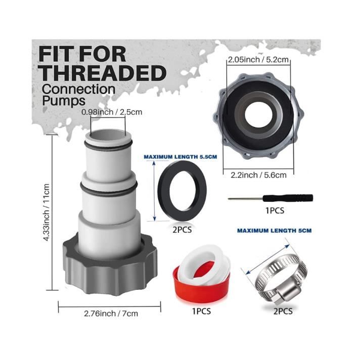 Adaptateur Tuyau Piscine 32 Vers 38mm - Compatible Intex - Kit De Raccordement
