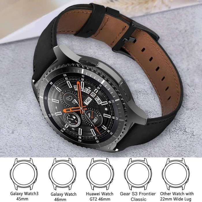 Bracelet Cuir Compatible Avec Samsung Galaxy Watch 46Mm Galaxy Watch 3 45Mm Gear S3 Frontier Classic Band 22Mm Bande Remplac J11012 Achat vente bracelet de montre Cuir Cdiscount