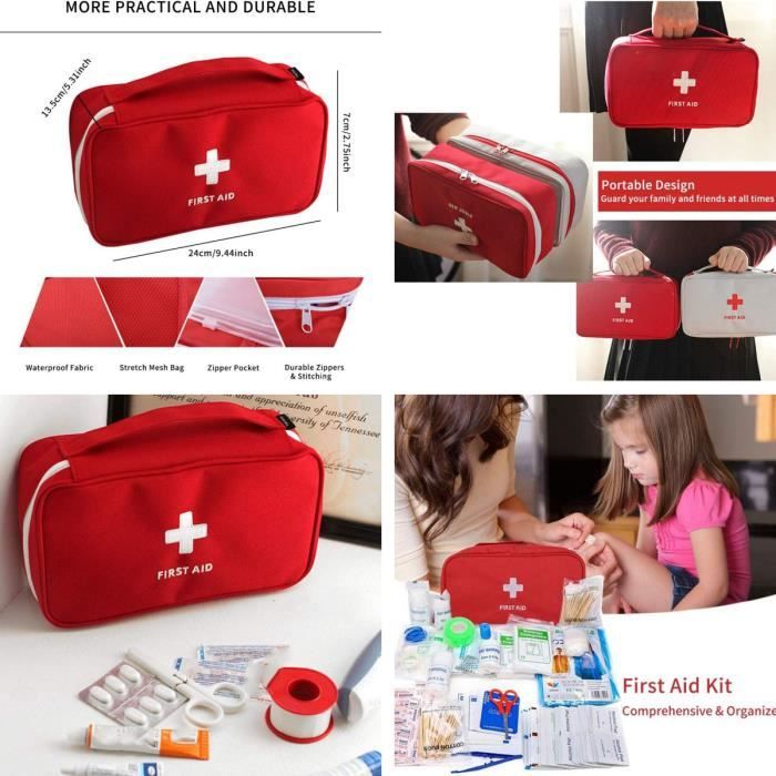 XPEX Lot De 2 Mini Trousses De Secours Vides Jaune Et Rouge - Sac Premier Secours Portable Camping Randonnée Voyage