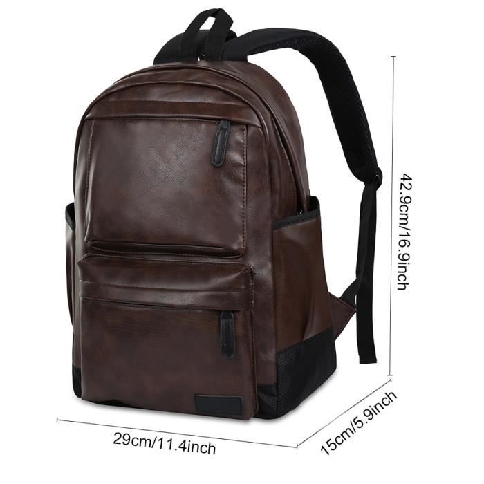 Sac à dos en cuir Vbiger pour homme Marron Voyage, travail, shopping  Grande capacité