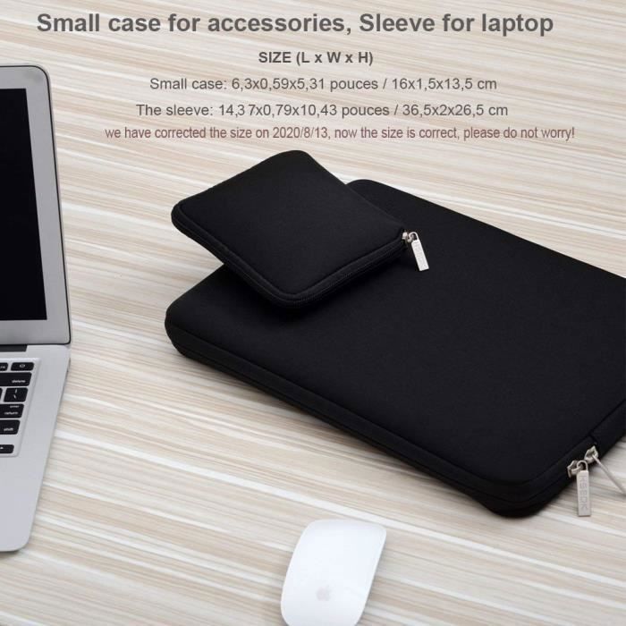 Housse Sacoche pour Ordinateur PC Portable 14 Pouces Laptop Sleeve en Neoprene avec Petite Pochette Noir Cdiscount Informatique
