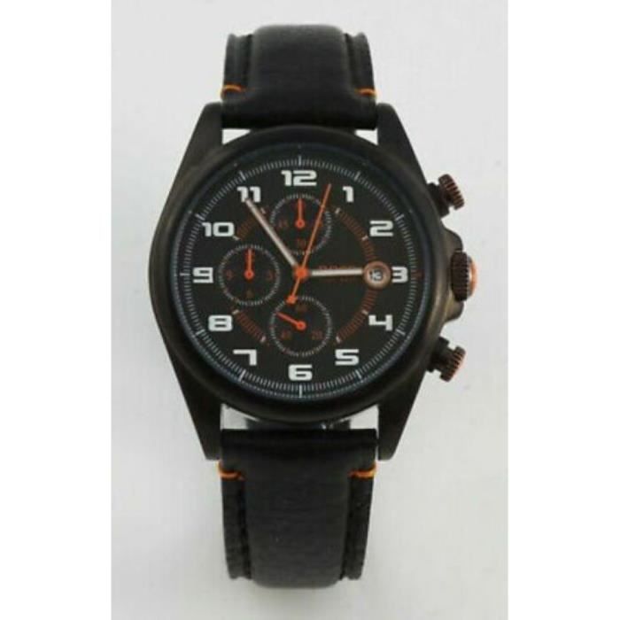 MONTRE HOMME HUGO BOSS CHRONO avec DATE. BRACELET en CUIR NOIR