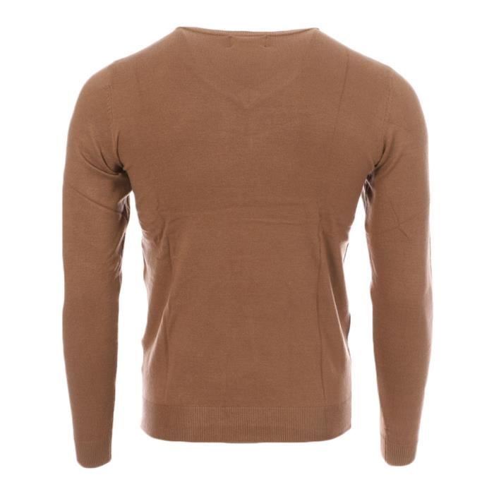 Pull Homme DE SAINT HILAIRE Camel Col V Manches longues Brown Cdiscount Pret a Porter