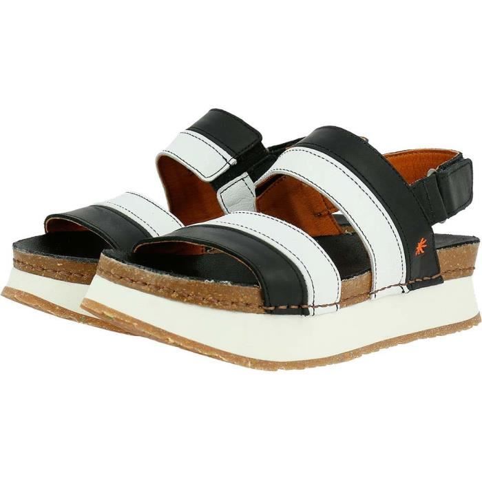 Sandales Femme art 1263 GRASS BLACKWHITE MYKONOS Cuir Boucle de serrage Plate forme Noir Cdiscount Chaussures