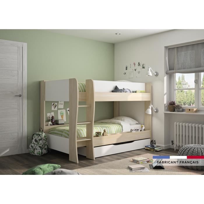 Riou Lit Superpose Avec Tiroir Made In France Decor Chene