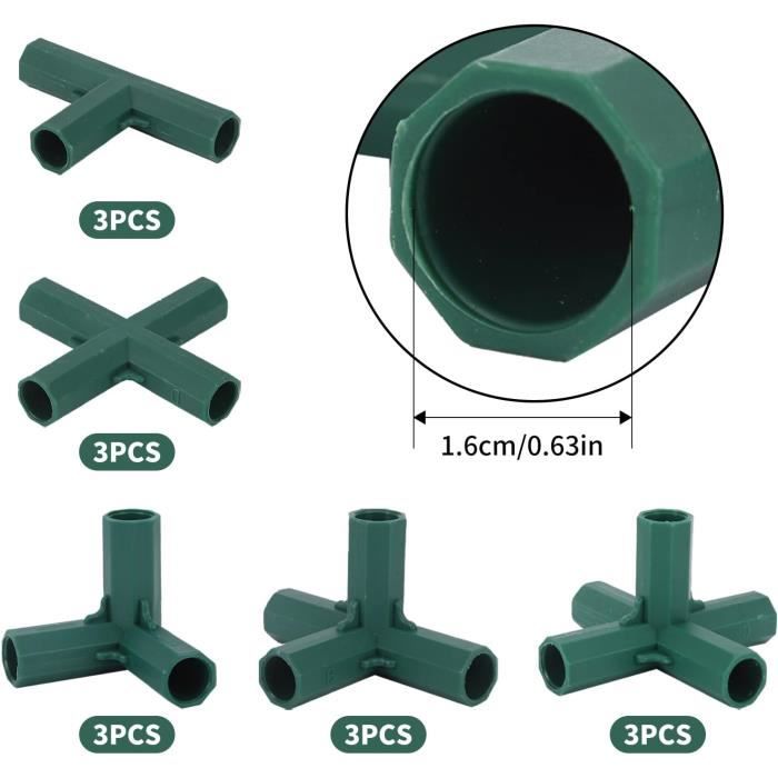Lot De 15 Connecteurs De Cae De Serre, Connecteurs D'angle Pour Cae De Jardin Tige D'hélice De
