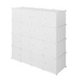 Armoire de Chambre 16 Cubes Grande capacité, Meuble Rangement 4 etagère Penderie Plastique Modulables 105 x 45 x 140cm Blanc-2