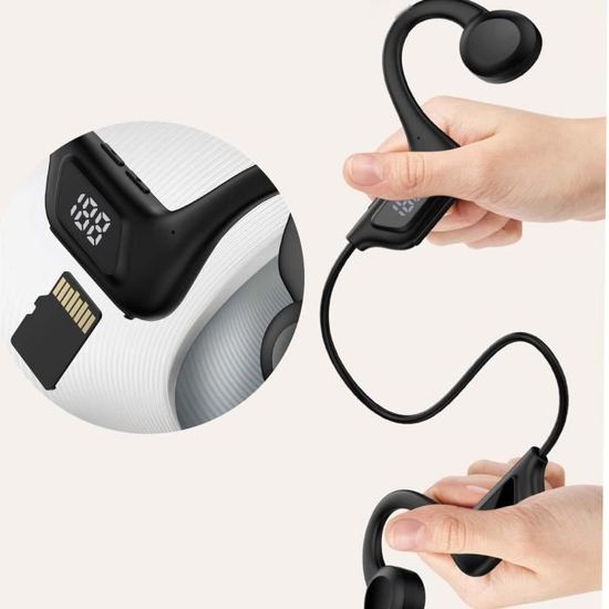 Casque Conduction Osseuse Bluetooth 5.3 - Open Ear - 14h Autonomie - Étanche - Pour Sport, Bureau, Course - 5