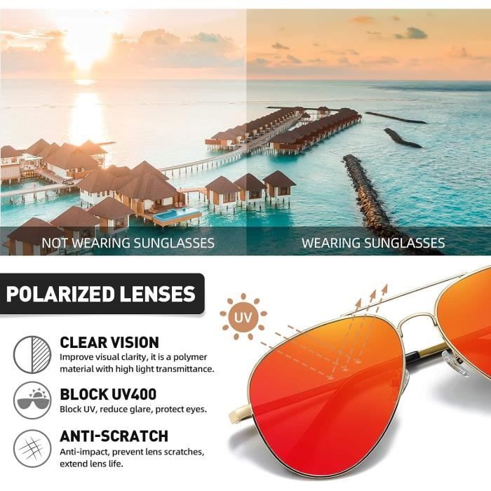 Lunettes soleil polarisées marrons, lunettes anti reflets métal sport!
