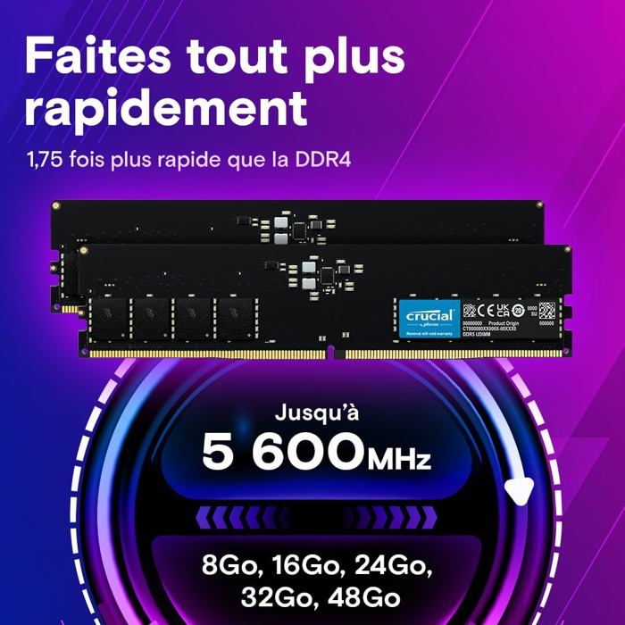 CRUCIAL RAM 8GO DDR5 5600MHZ (OU 5200MHZ OU 4800MHZ) MÉMOIRE DE BUREAU — free download