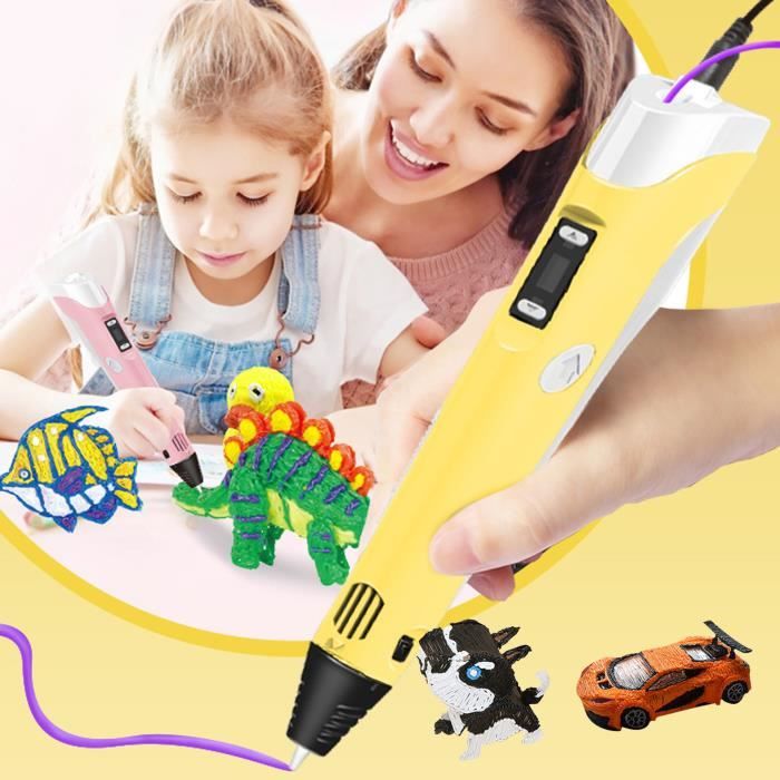 Stylo d'impression 3D pour enfants Jaune Stylo 3d Professionnel avec 12  couleurs de Filament PLA 1.75mm avec Livre de Dessin 3D - Cdiscount  Informatique