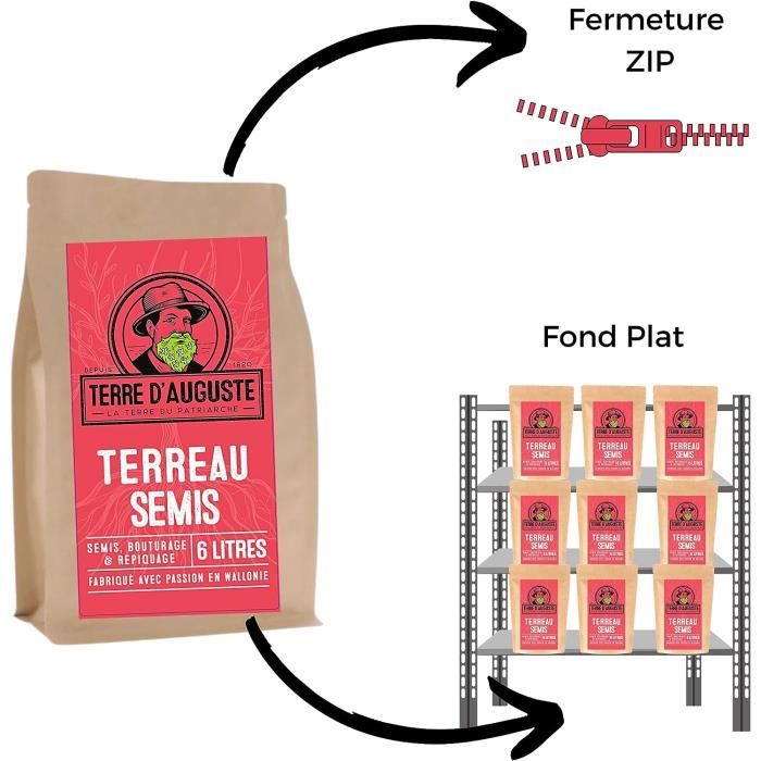 Terre D'AUGUSTE - Terreau Rempotage 6L avec Fermeture Eclair