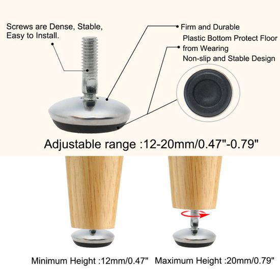 SOURCING MAP 12Pcs Pieds Nivellement Meuble Réglable Pied