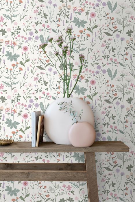 Papier Peint Intissé Erismann Elysium 10470-05 - Fleurs Rose - 0,53 X 10,05 M