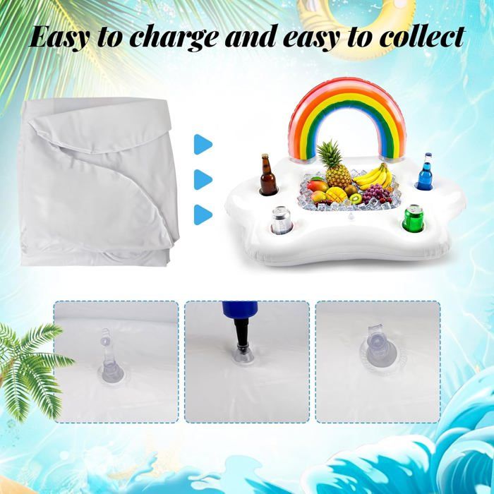 Set De 4 Porte-gobelets Flottants Pour Piscine – 90x55 Cm – Bouée Porte-verre Pour Boissons Et Snacks – Été
