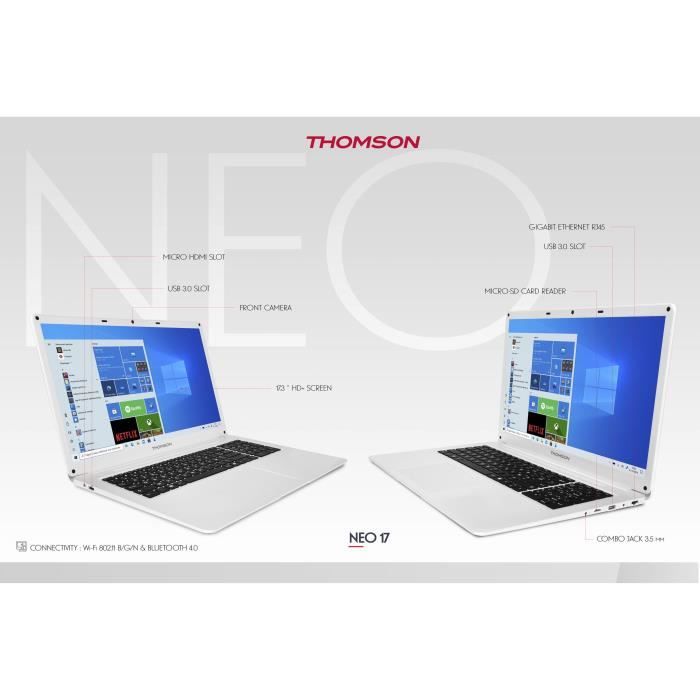 PC Portable THOMSON TH17V2C4WH128 - 17.3 HD TN - Intel Celeron N4020 - RAM  4Go - Stockage 128Go SSD - Windows 11S + Office 1 an - Cdiscount  Informatique