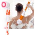 Brosse bain électrique 4 en 1 Nettoyant exfoliant corps Douche Brosse massage (Orange)-0