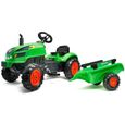 Tracteur à pédales X Tractor vert avec capot ouvrant et remorque inclus - FALK - Pour enfants de 2 à 5 ans-0