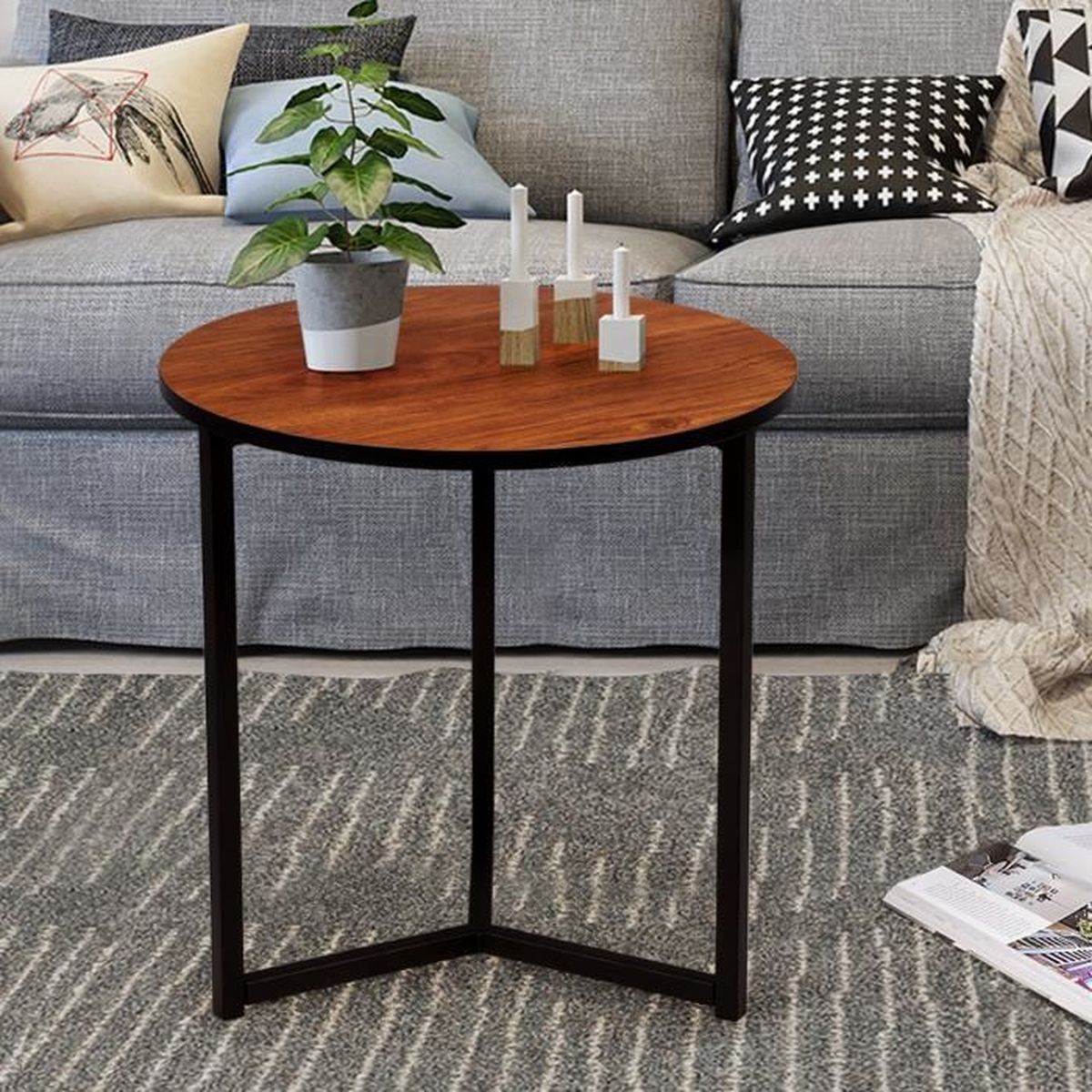 vecelo table de basse ronde bout de canape design moderne table de chevet pour chambre salon balcon achat vente chevet vecelo table de basse ronde cdiscount