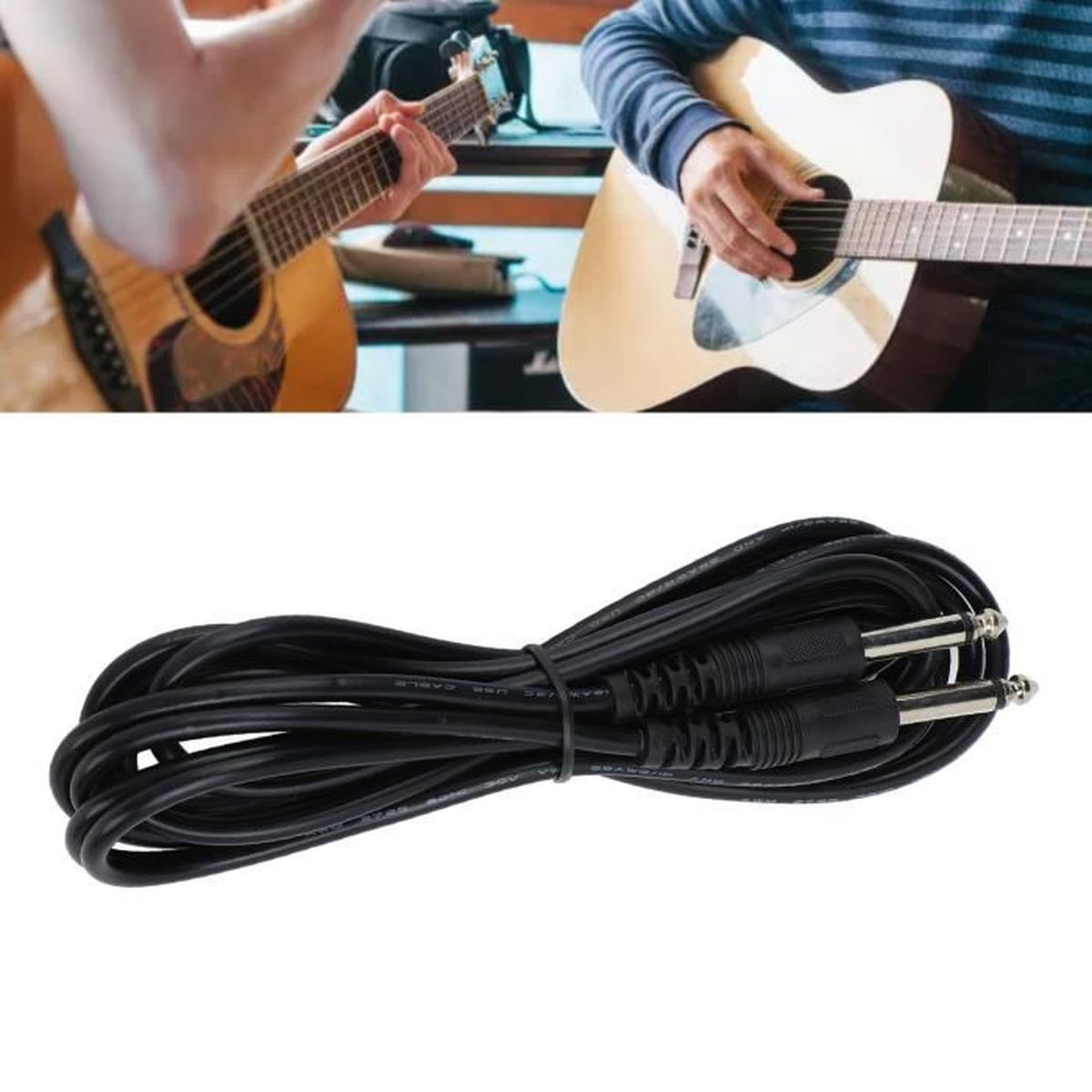 Câbles Patch ILitLuk Jack 6.35mm Coudés - Lot De 5, 15cm - Pour Pédalier Guitare/Basse