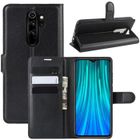 WILTEC Étui Xiaomi Redmi Note 8 Pro, Folio en Cuir Style Portefeuille Magnétique Multifonction Housse Antichoc Protection, Noir