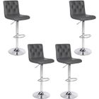 MELISSA & DOUG Lot de 4 tabourets de bar contemporains JEOBEST® en simili gris, pivotants et réglables en hauteur