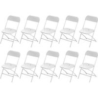 Lot de 10 chaises pliantes en plastique blanc, usage intérieur et extérieur, usage commercial ou domestique, pliable et empilable