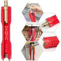 Clé Robinet - Clé à Pipe Multi-usages - Rouge - Outil de réparation pour Robinet et évier Plombier Clé à Douille