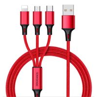Câble Multi USB 3 en 1 Tressé et Renforcé - USB-C, Micro-USB et Lightning - 1.2m Charge rapide ultra solide