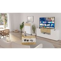 444216  FMD Meuble TV-Hi-Fi 182x33x70,2 cm Blanc et chêne artisanal