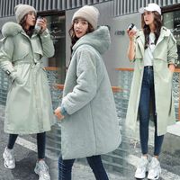 Veste d'hiver pour femmes pardessus chaud mince col fourrure fermeture éclair plus épais manteau Outwear
