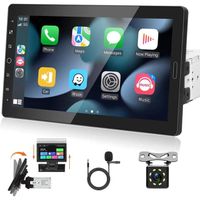 Podofo Autoradio Carplay 1 Din Bluetooth Auto Radio 10,1 Pouces Écran Tactile Réglable, Android Auto, Radio FM, Lien Miroir pour