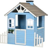 Maisonnette de jeux enfant - OUTSUNNY - Bleu - Bois - 151x112x142cm