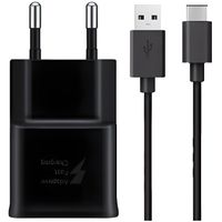 Chargeur Samsung Galaxy A8 2018 Charge Rapide AFC 2A NOIR + cable 120cm TYPE C