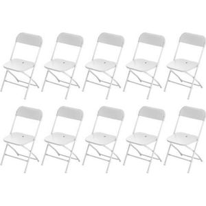 FAUTEUIL JARDIN  Lot de 10 chaises pliantes en plastique blanc, usa