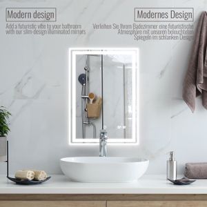 Miroir de salle de bain RGB LED, grand miroir de vanité rétro-éclairé avec  lumières, miroir éclairé rvb pour mur, Anti-buée, variable, CRI 90