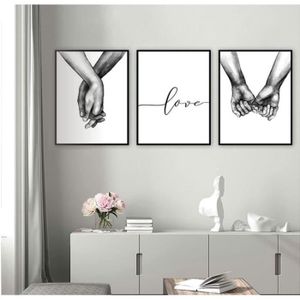 Poster Amoureux Noir et Blanc Calligraphie Chambre Adulte Peinture Tableau  Deco Moderne Impression sur Toile 40x50cm sans Cadre - Cdiscount Maison